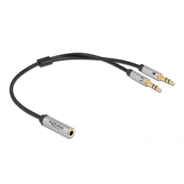 DeLOCK Headset Adapter 1 x 3.5 mm 4 pin Stereo jack female to 2 x 3.5 mm 3 pin Stereo jack male (CTIA)