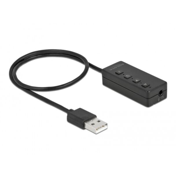 DeLOCK Adattatore USB per cuffie e microfono con 2 jack stereo da 3,5 mm per Windows e Mac OS