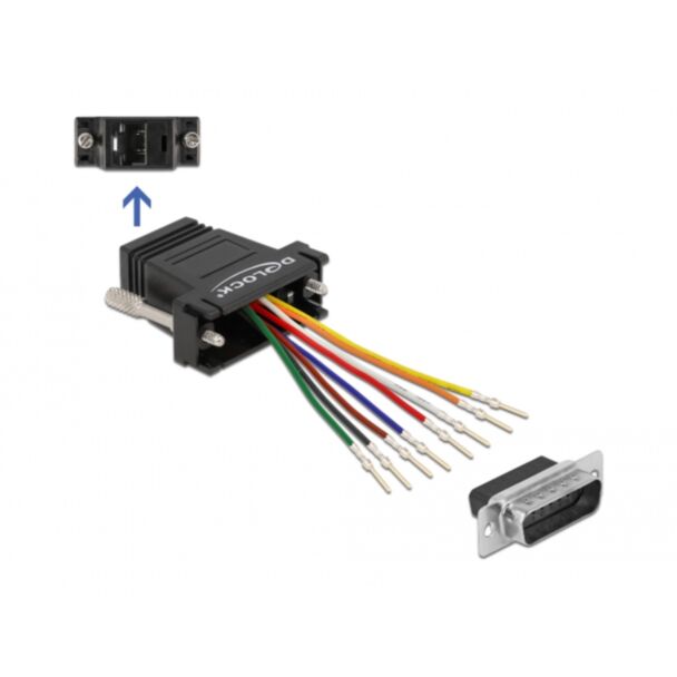 DeLOCK D-Sub 15 pin male to RJ45 female Assembly Kit black