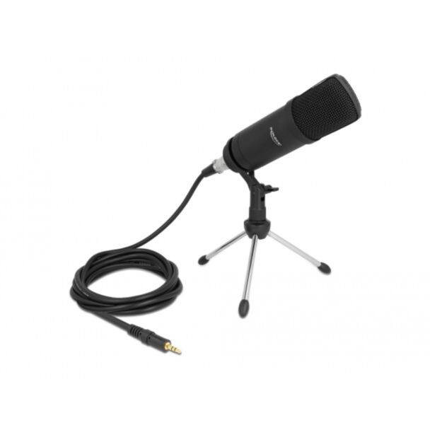 DeLOCK Microfono Podcasting professionale per computer con connettore XLR e jack stereo a 3 pin maschio + cavo adattatore per Smartphone e Tablet
