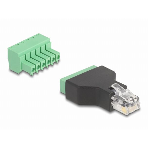 DeLOCK 66590 adattatore per inversione del genere dei cavi RJ12 6 pin terminal block Nero, Verde