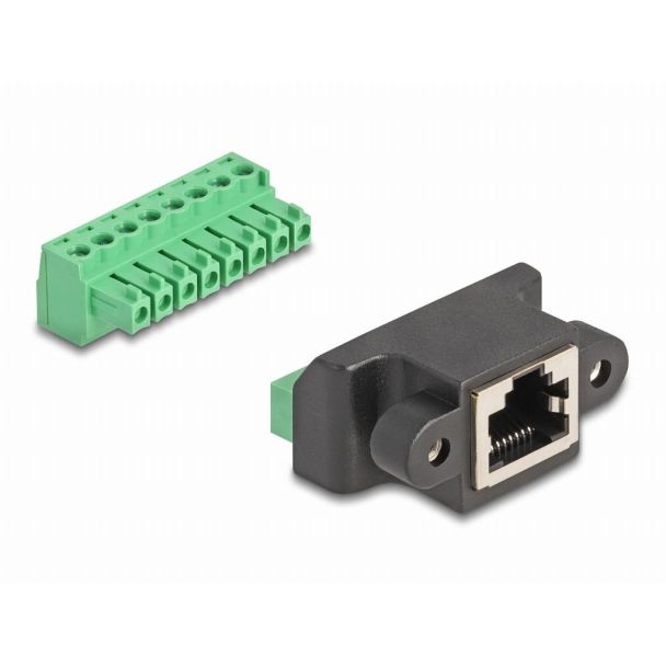 DeLOCK 66589 adattatore per inversione del genere dei cavi RJ45 8 pin terminal block Nero, Verde