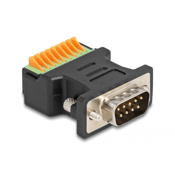 DeLOCK D-Sub 9 male to Terminal Block Adapter with push-button
