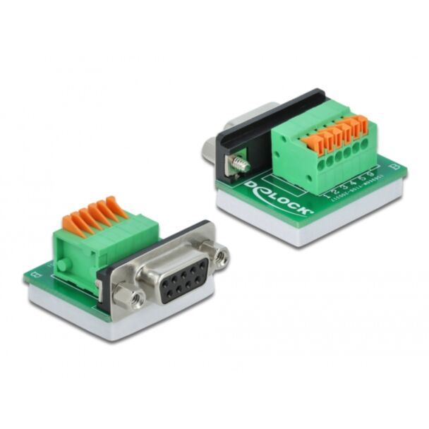 DeLOCK D-Sub9 female to Terminal Block with Push Button horizontal