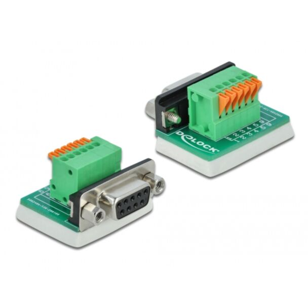 DeLOCK D-Sub9 female to Terminal Block with Push Button vertical