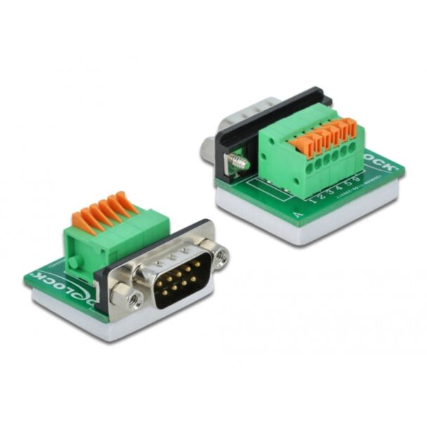 DeLOCK D-Sub9 male to Terminal Block with Push Button horizontal