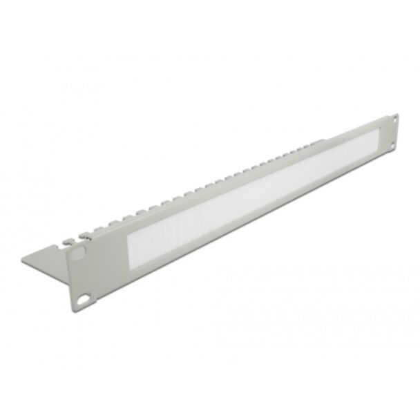 DeLOCK 19″ Cable Management Brush Strip with Cable Support Plate 1U grey