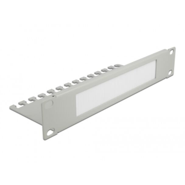DeLOCK 10″ Cable Management Brush Strip with Cable Support Plate 1U grey