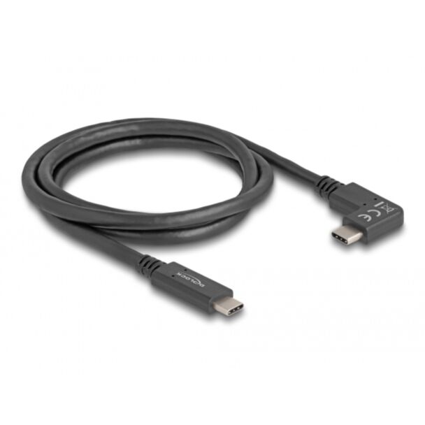 DeLOCK Cavo USB 10 Gbps da USB Type-C maschio a USB Type-C maschio con angolazione sinistra / destra da 1 m 4K PD 60 W con E-Marcatore