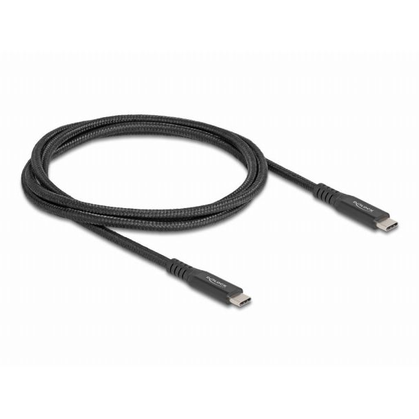 DeLOCK USB 20 Gbps Cable USB Type-C male to male PD 3.0 100 W E-Marker 1 m black metal