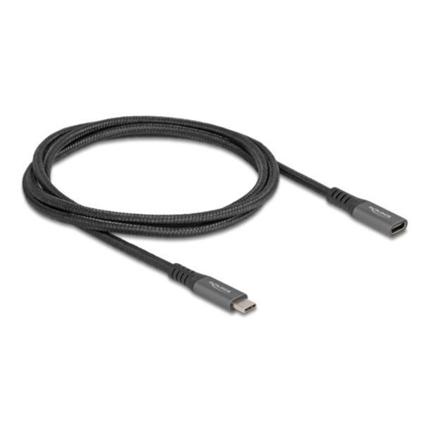DeLOCK USB 10 Gbps Extension Cable USB Type-C male to female PD 3.0 100 W 1 m grey metal