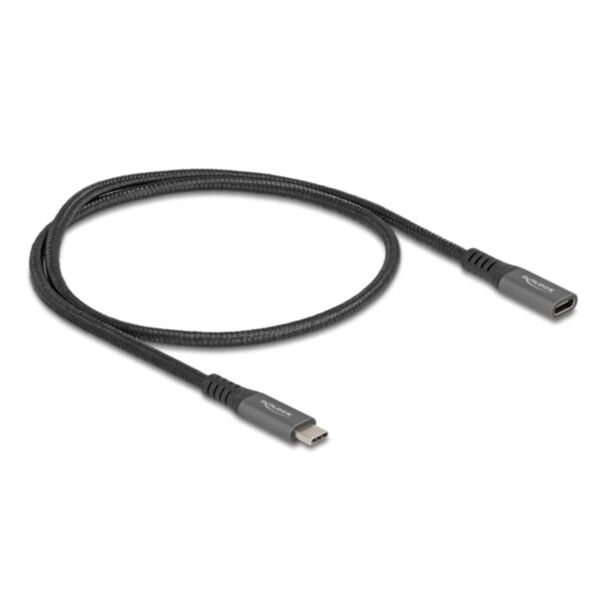DeLOCK USB 10 Gbps Extension Cable USB Type-C male to female PD 3.0 100 W 0.5 m grey metal