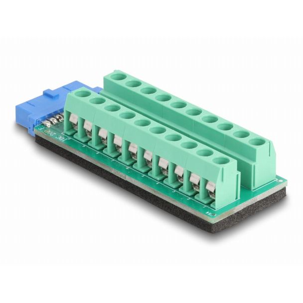 DeLOCK 67191 adattatore per inversione del genere dei cavi USB header - 19 pin Terminal block - 20 pin Nero, Verde