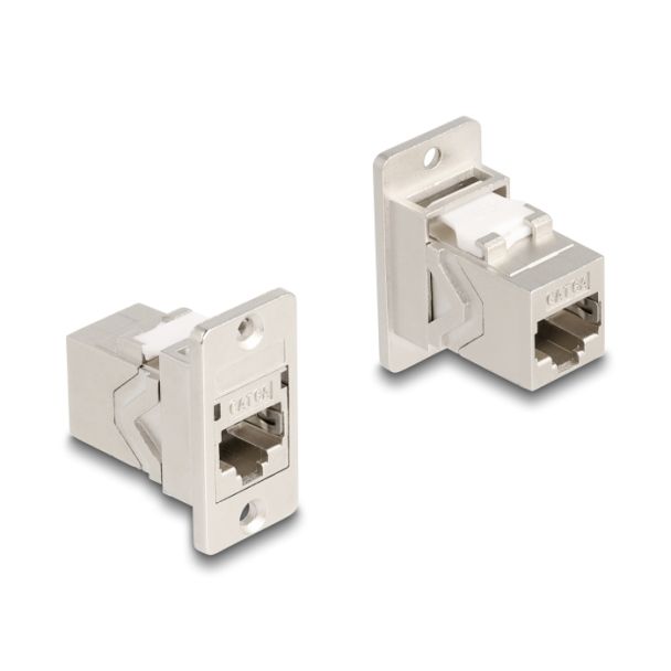 DeLOCK Panel Mount RJ45 Keystone Module coupler jack to jack Cat.6A metal conical