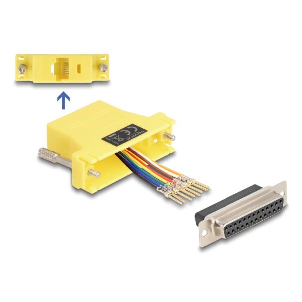 DeLOCK D-Sub 25 pin female to RJ45 female Assembly Kit yellow