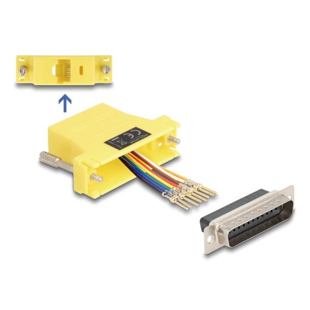 DeLOCK D-Sub 25 pin female to RJ45 female Assembly Kit yellow