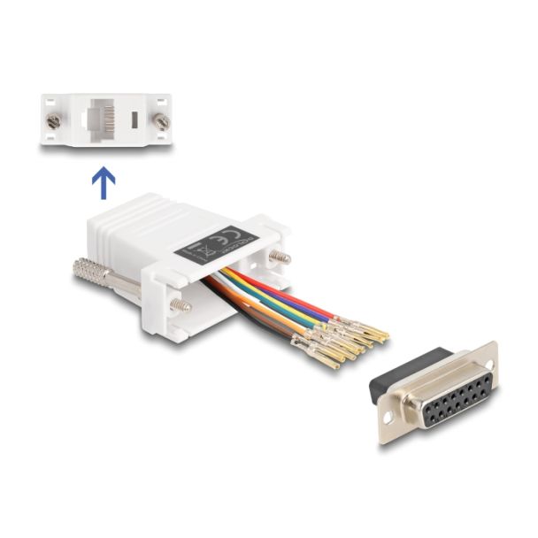DeLOCK D-Sub 15 pin female to RJ45 female Assembly Kit white
