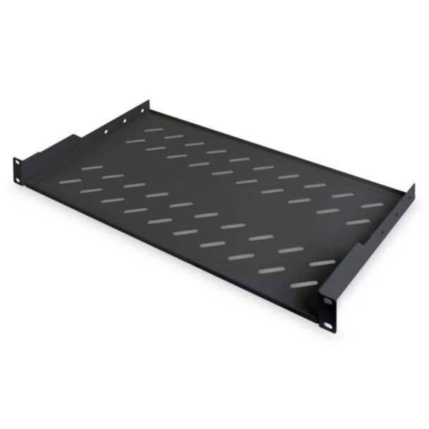 Digitus 1U fixed shelf for racks from 400 mm depth 45x482x250 mm, up to 15 kg, black (RAL 9005)