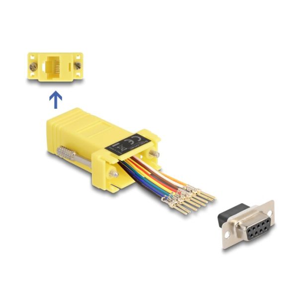 DeLOCK D-Sub 9 pin female to RJ45 female Assembly Kit yellow