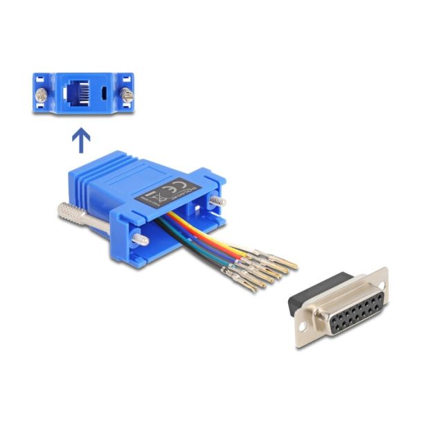 DeLOCK D-Sub 15 pin female to RJ12 female Assembly Kit blue
