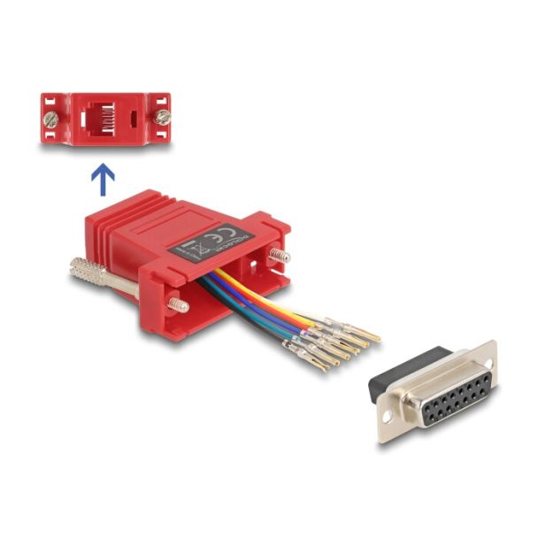 DeLOCK D-Sub 15 pin female to RJ12 female Assembly Kit red