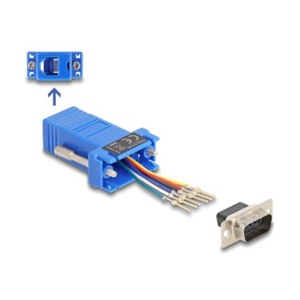 DeLOCK 67075 adattatore per inversione del genere dei cavi D-Sub 9 RJ12 Blu