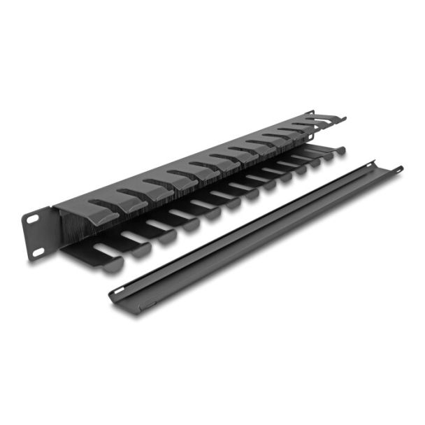 DeLOCK Pannello di gestione dei cavi da 19″ con spazzola e 2 aperture 1U nero