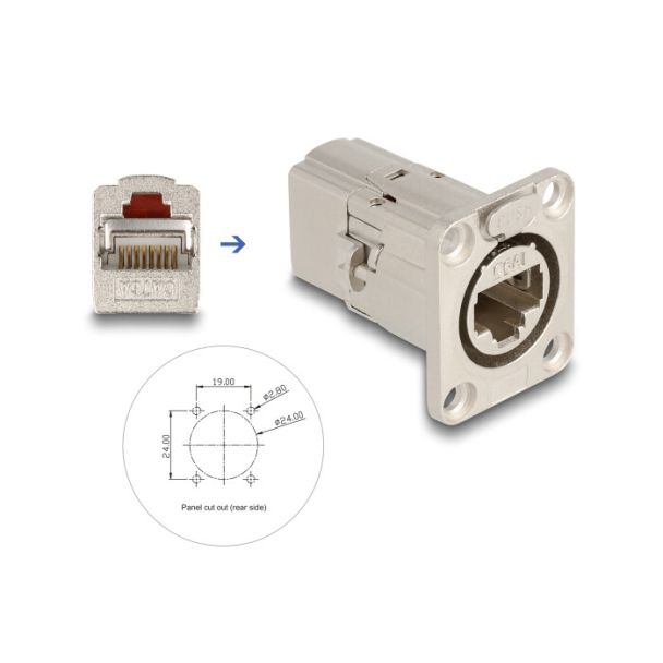 DeLOCK Connettore integrato RJ45 Tipo-D Cat.6A STP in metallo