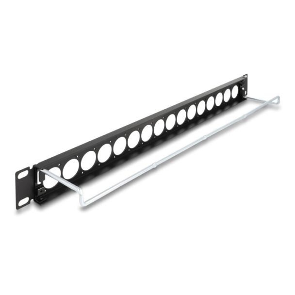 DeLOCK Pannello patch Tipo-D da 19″ con pressocavo a 16 porte 1U nero