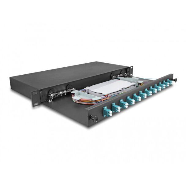DeLOCK Scatola di giunzione da 19″ per fibra ottica 12 x LC Duplex OM3 1U completamente assemblata
