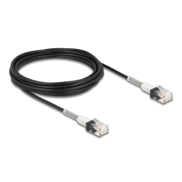 DeLOCK RJ45 Network Cable with double bend protection Cat.6A UTP Slim 5 m black