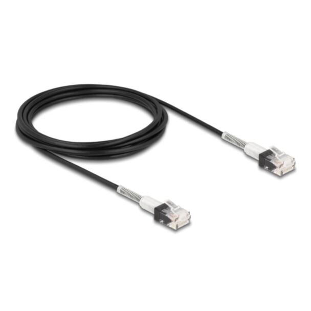 DeLOCK RJ45 Network Cable with double bend protection Cat.6A UTP Slim 3 m black