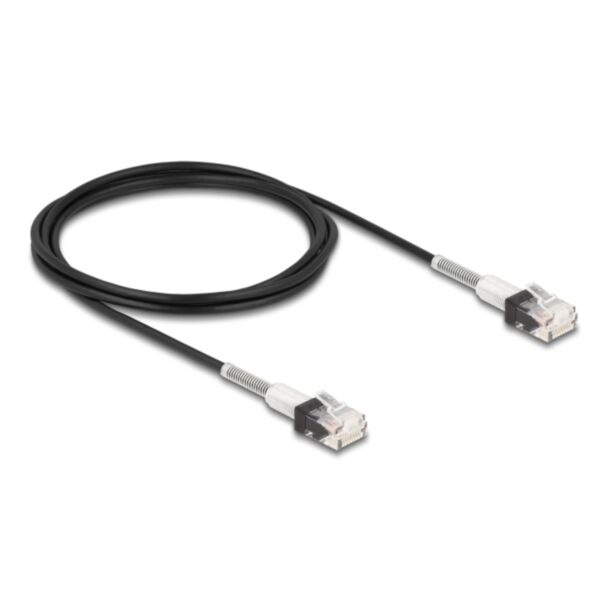 DeLOCK RJ45 Network Cable with double bend protection Cat.6A UTP Slim 2 m black