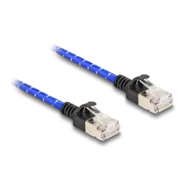 DeLOCK RJ45 Network Cable with braided coating Cat.6A U/FTP Slim 2 m blue
