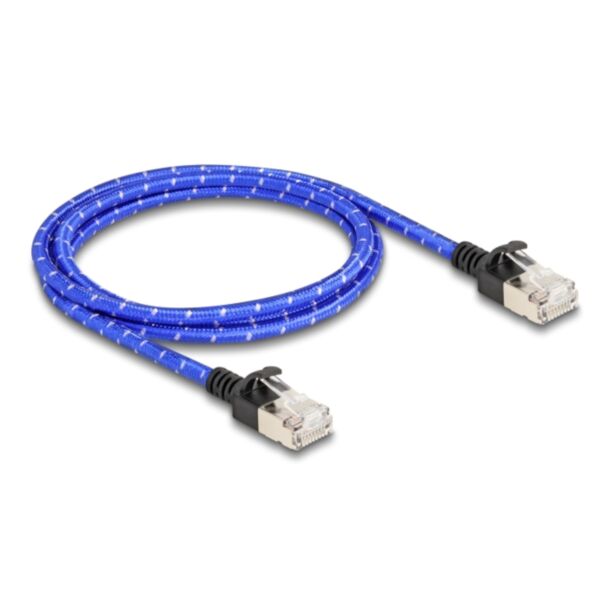 DeLOCK RJ45 Network Cable with braided coating Cat.6A U/FTP Slim 1 m blue