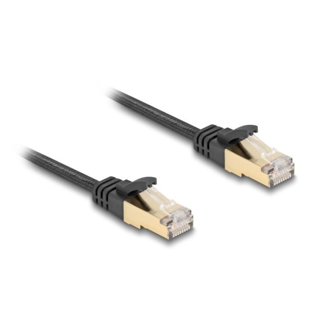 DeLOCK RJ45 Flat Network Cable with braided jacket Cat.6A U/FTP plug to plug 0.25 m black