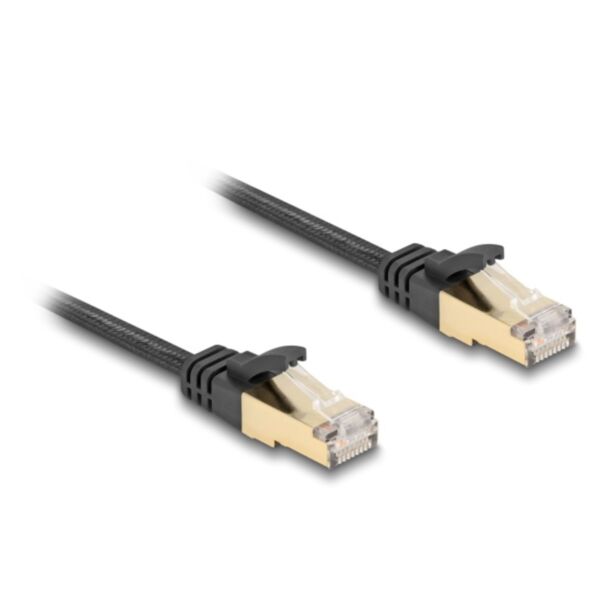 DeLOCK RJ45 Flat Network Cable with braided jacket Cat.6A U/FTP plug to plug 0.25 m black