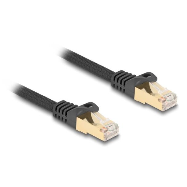 DeLOCK RJ45 Network Cable with braided jacket Cat.6A S/FTP plug to plug 5 m black