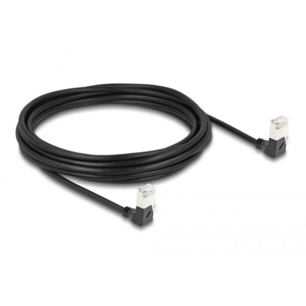 DeLOCK RJ45 Network Cable Cat.6A S/FTP Slim 90° downwards / downwards angled 5 m black