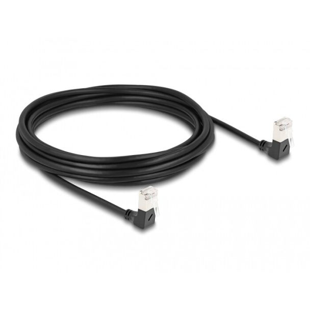 DeLOCK RJ45 Network Cable Cat.6A S/FTP Slim 90° downwards / downwards angled 5 m black