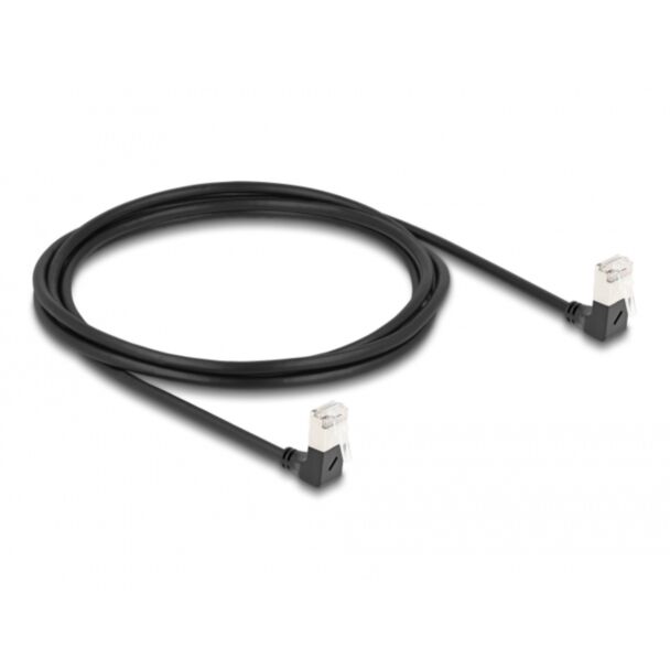 DeLOCK RJ45 Network Cable Cat.6A S/FTP Slim 90° downwards / downwards angled 2 m black