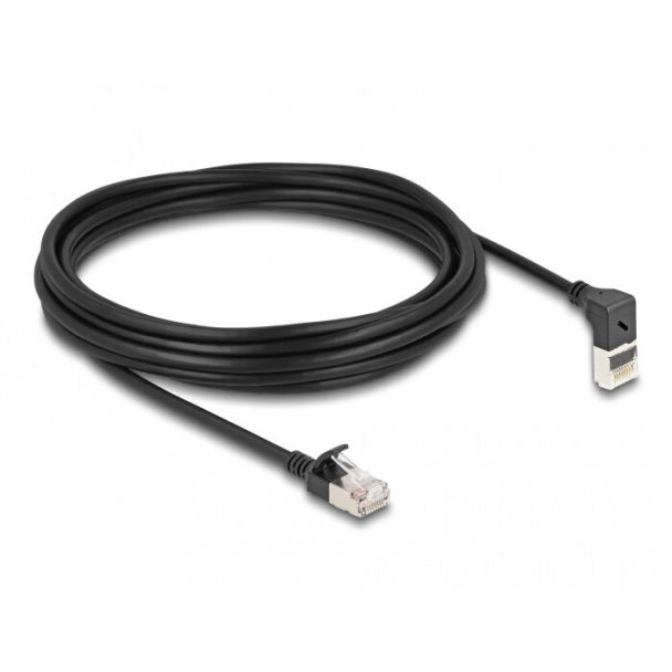 DeLOCK RJ45 Network Cable Cat.6A S/FTP Slim 90° upwards angled / straight 5 m black