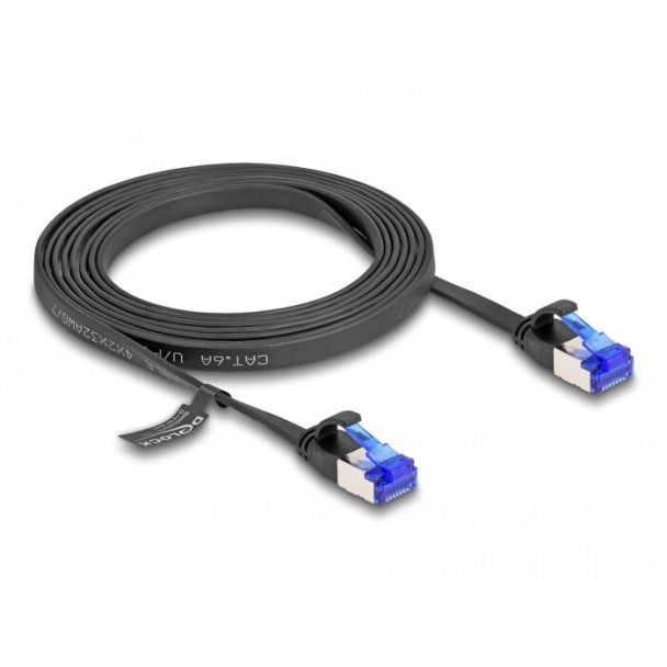 DeLOCK Cavo patch piatto RJ45 maschio-maschio Cat.6A flessibile 2 m nero