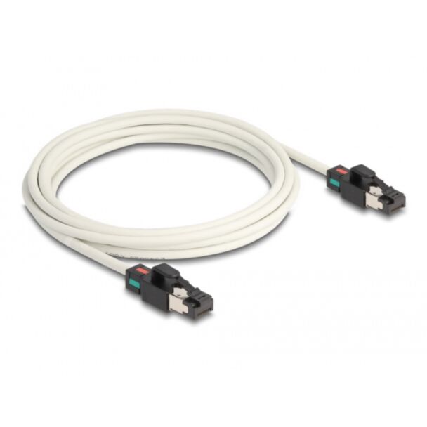 DeLOCK Network Cable RJ45 plug to plug Cat.6A S/FTP with rotatable colour clips 3 m white