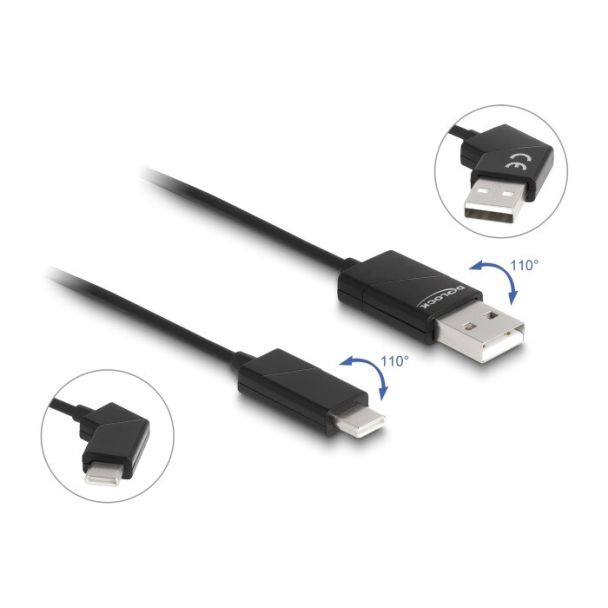 DeLOCK Cavo USB 2.0 Tipo-A maschio a USB Type-C maschio ruotabile con ricarica rapida da 60 W 1,2 m