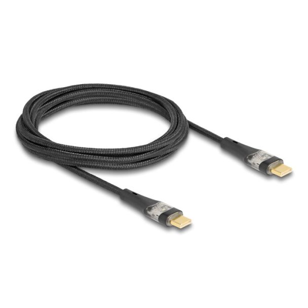 DeLOCK USB 2.0 Data and Fast Charging Cable USB Type-C male to male transparent PD 3.0 100 W 2 m