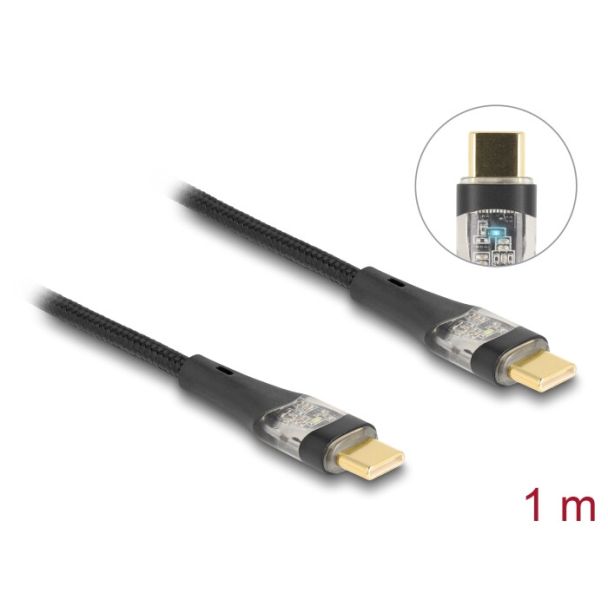 DeLOCK Cavo dati e ricarica rapida USB 2.0 Cavo USB Type-C maschio-maschio trasparente PD 3.0 da 100 W 1 m