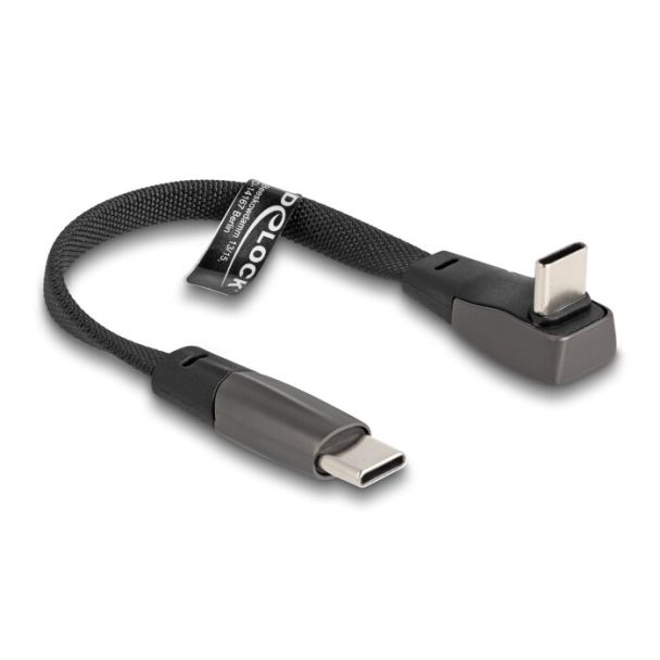 DeLOCK Cavo a nastro piatto USB 2.0 USB Type-C maschio per USB Type-C maschio angolato PD 3.0 60 W 14 cm nero