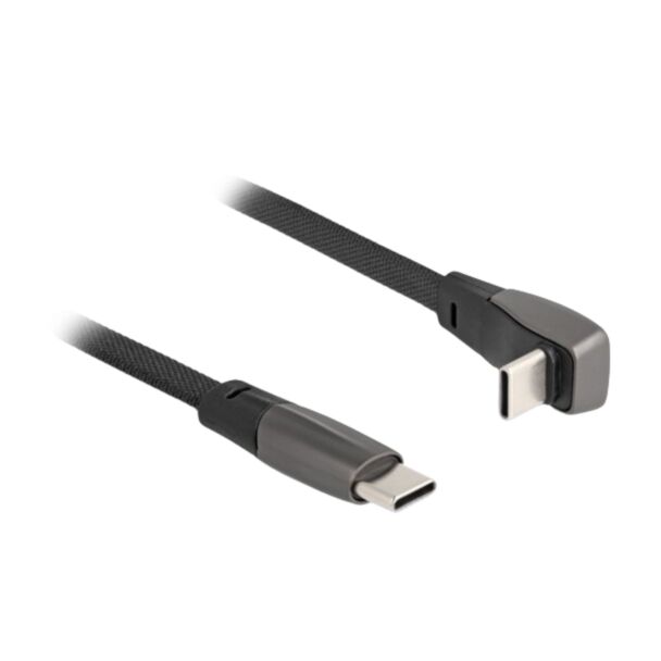 DeLOCK USB 2.0 Flat Ribbon Cable USB Type-C male to USB Type-C male angled PD 3.0 60 W 14 cm black