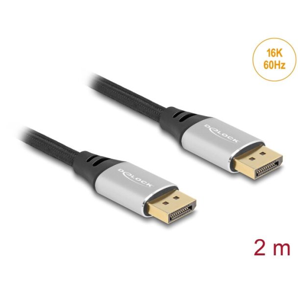 DeLOCK Cavo DisplayPort 16K 60 Hz 2 m argento metallo